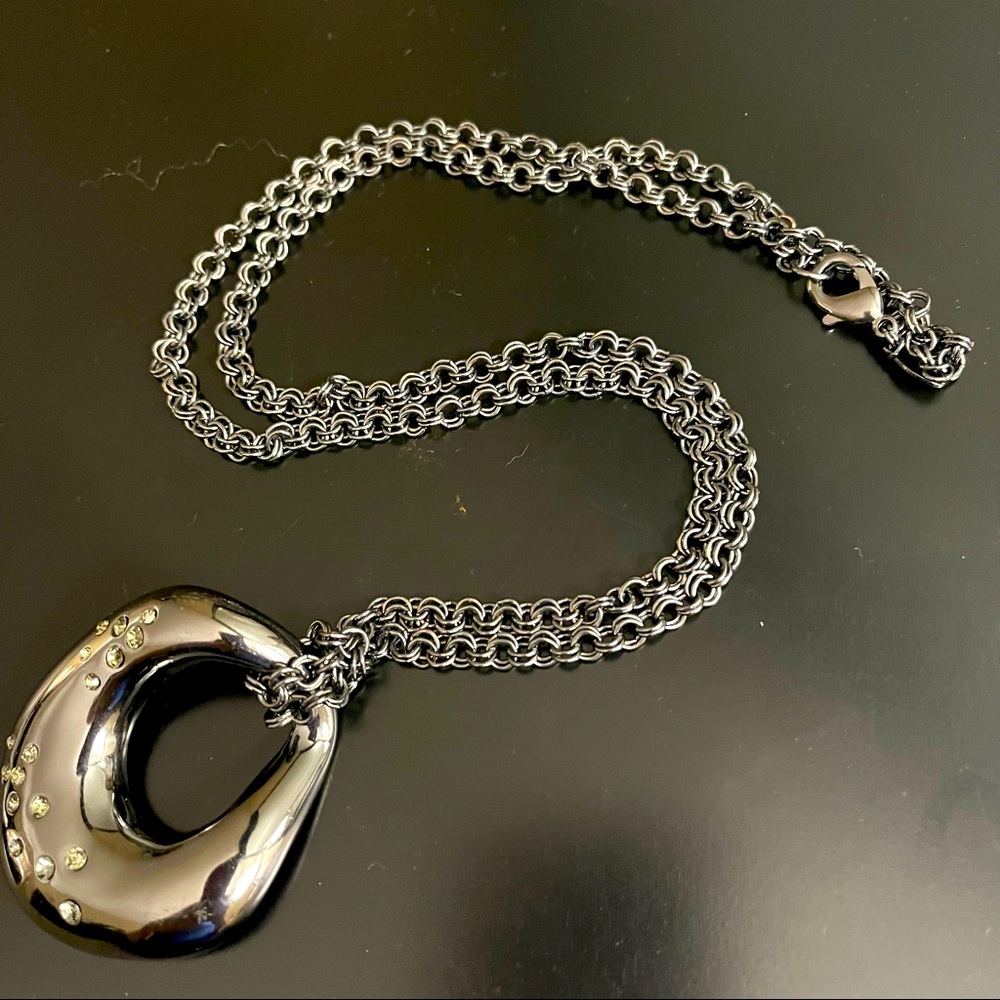 J.Crew Pendant and Chain.  Rhinestones in the pendant. - Picture 5 of 5
